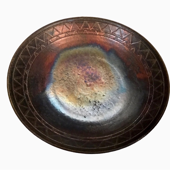 Gay Liebert Studio Art Pottery Raku Bowl 11.25" Copper Iridescent Signed - Picture 4 of 12